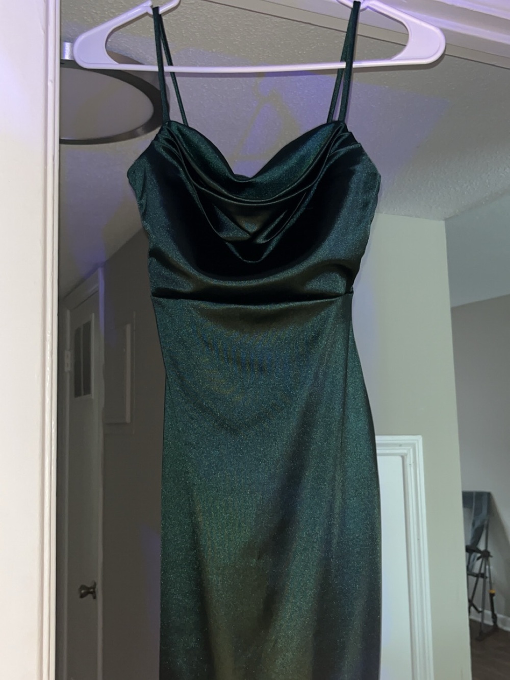 Windsor satin ruched bodycon mini dress.